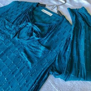 A&F sheer teal dress top